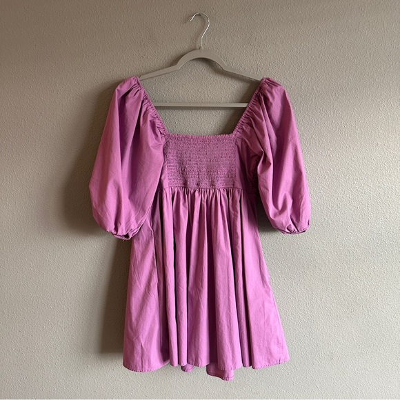 Abercrombie & Fitch Emerson Poplin Puff Sleeve Purple Mini Dress Medium - Picture 11 of 14